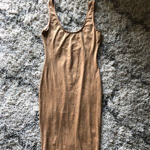 Beige Suede Pencil Dress